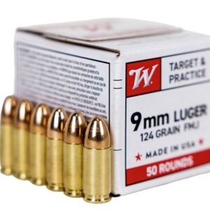 Winchester USA White Box 9mm 124 Grain Full Metal Jacket 50-Round Box