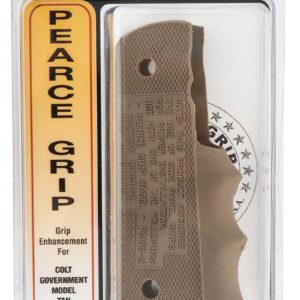 Pearce Grips Government Model 1911 Tan Rubber Finger Groov Insert. Adds Fngr Grooves to any side panel Grip Tan