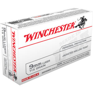 Winchester Ammunition 9mm 115 Grain Jacketed Hollow Point 50-Round Box